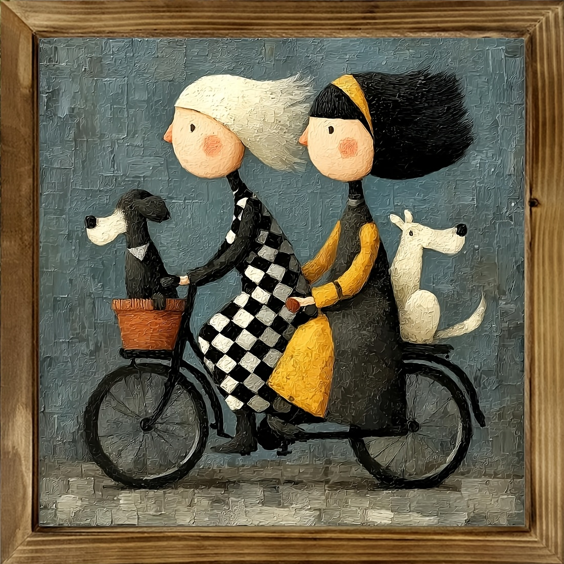 TEMU Decorative Sign And Plague, 2d Flat Wooden Decorative Board, 1pc, Depicting A Girl Riding A Bicycle Pet Dog In A Farmhouse Style, Wooden -