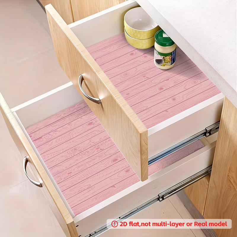 TEMU 2d Wood Grain Printed Drawer Liners, Cabinet Mats, Kitchen Counter Mats, Dining Table Mats, Wardrobe And Shoe Cabinet Liners, Suitable For