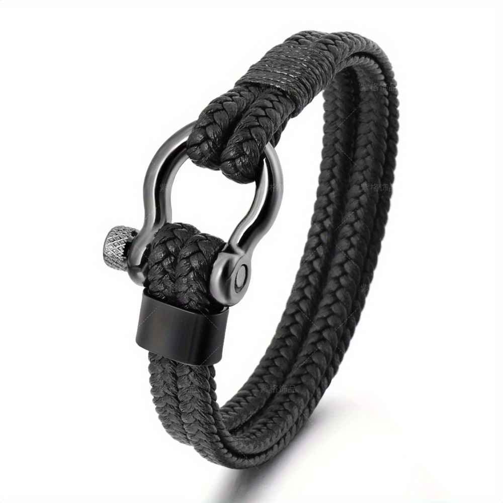 TEMU 1pc Retro Men's Fashion Hip Hop Hand Woven Horseshoe Bracelet Jewelry Accessories