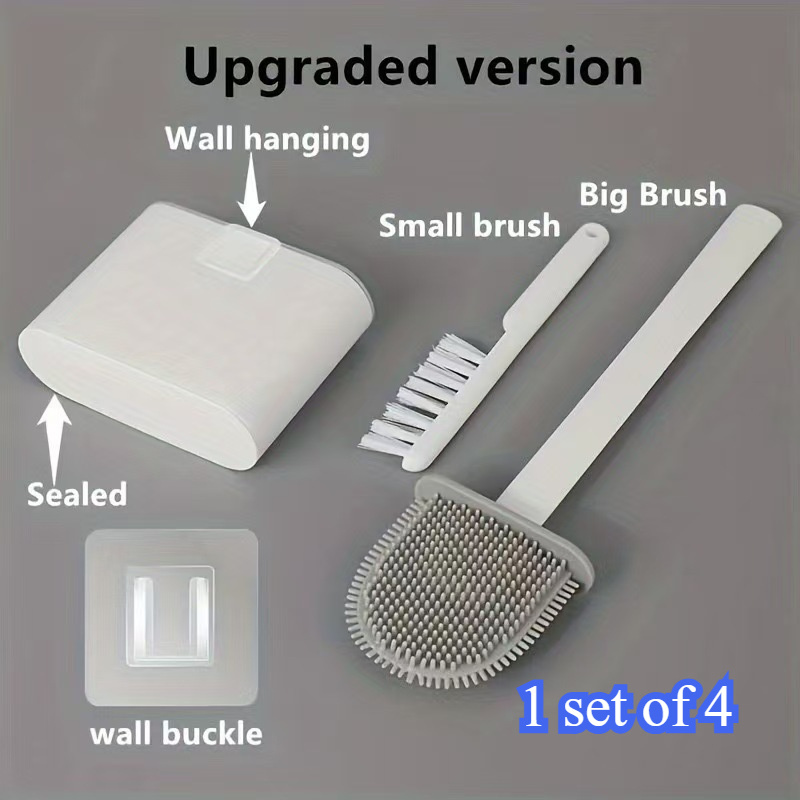 E-shop 1 Set mit 4 RV-WC-Bürsten mit Wandhalterung: Weicher Bürstenkopf, langer Griff und extra kleine Bürste, unverzichtbar für die Haushaltsreinigung