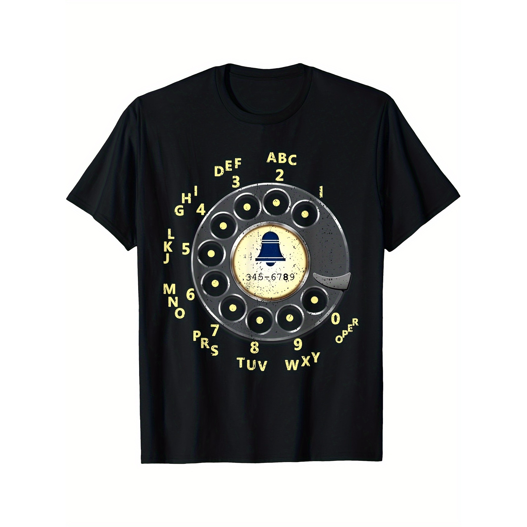 

Men's Retro Rotary Phone Dial Graphic T-shirt - 100% Cotton, Black & , Classic Crew Neck, Machine Washable, For All , Apparel | Vintage Phone Design | 100% Cotton Shirt