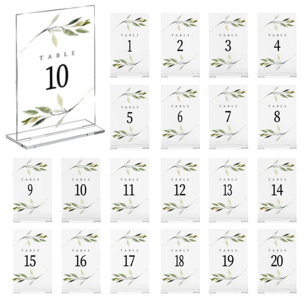 TEMU 10pcs Elegant Acrylic Wedding Table Number Signs, 5.12x3.15 Inches, Wedding Decorations, Green , Transparent Centerpiece, For Weddings,