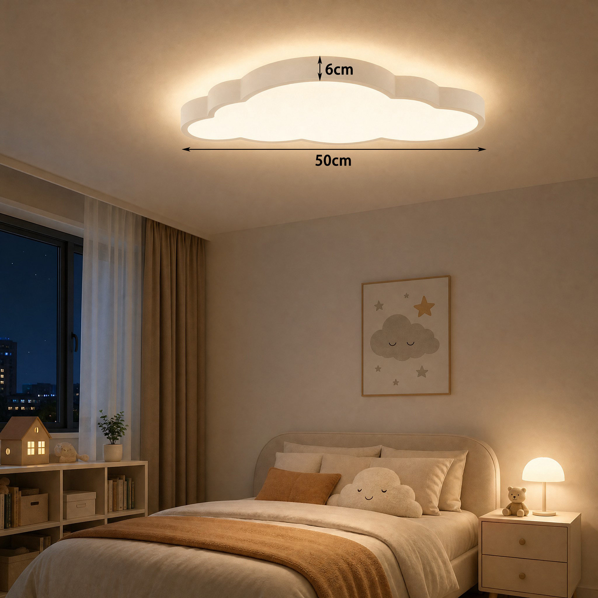 TEMU Plafonnier LED de nuage, Lampe de plafond à intensité variable, Convient aux chambres, salons, cuisines, couloirs