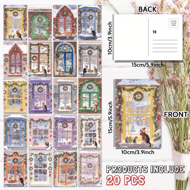 TEMU Christmas Edition 20pcs Upgrade Thicken Decorating Windows And Cats For Christmas Postcard, Unique Everyday Gift For Family & , Congratulate,
