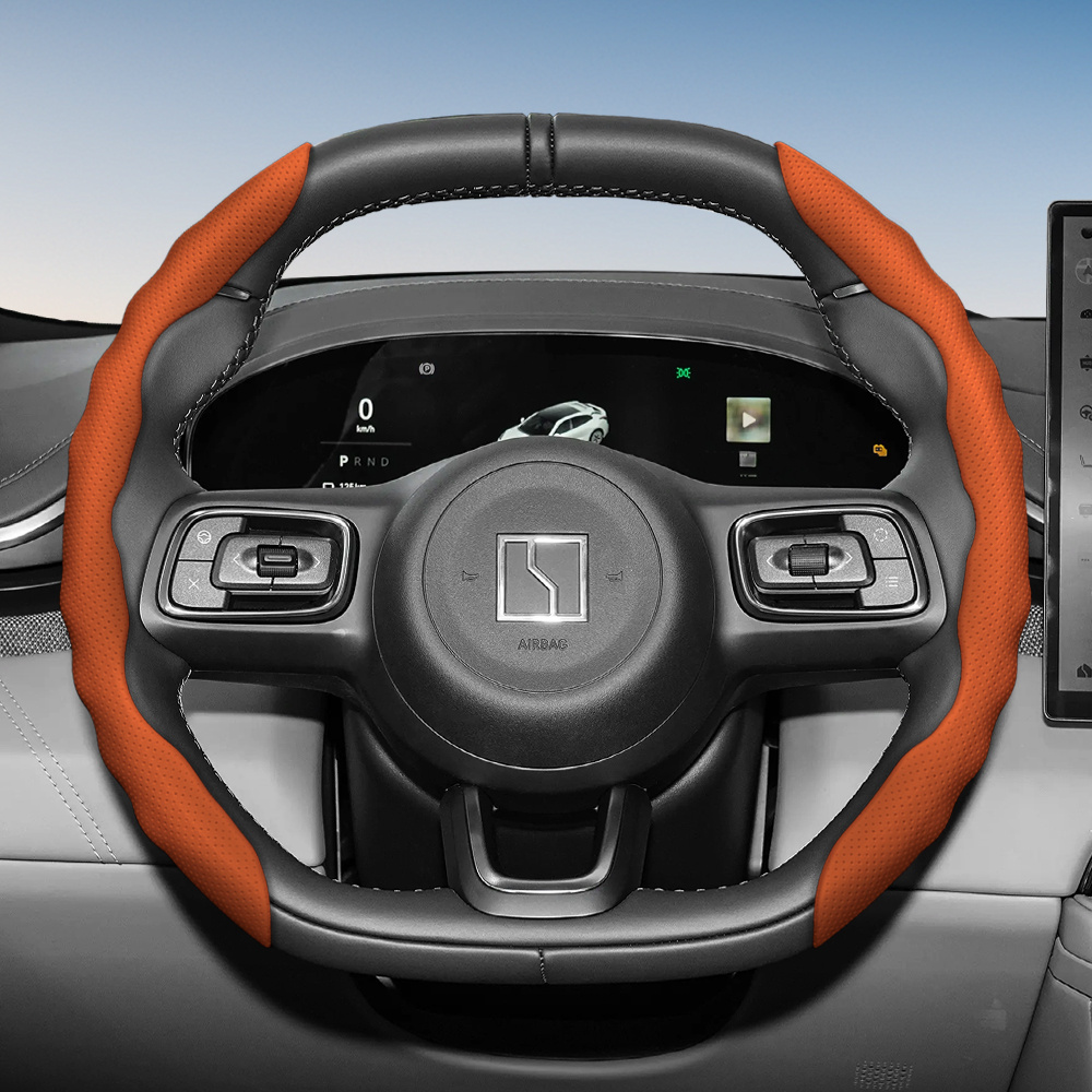 TEMU Steering Wheel Cover Suitable For , Wavy Sports Design, Breathable Faux Leather, Segmented , Anti-slip, Sweat-absorbing, Steering Wheel