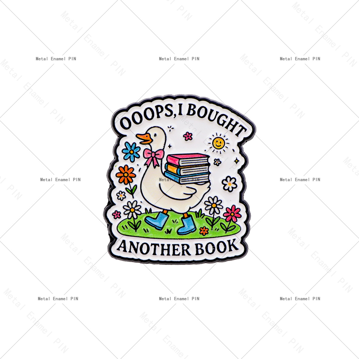 TEMU 1pc Dmlsky "ooops, Another Book" Bookworm Brooch Pin - Cute Goose Book-themed Accessory Suitable For Backpacks, Bookmarks, Journals, Kawaii