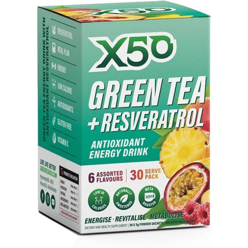 X50 Green Tea - Resveratrol Lemon and Ginger - 60 Serve