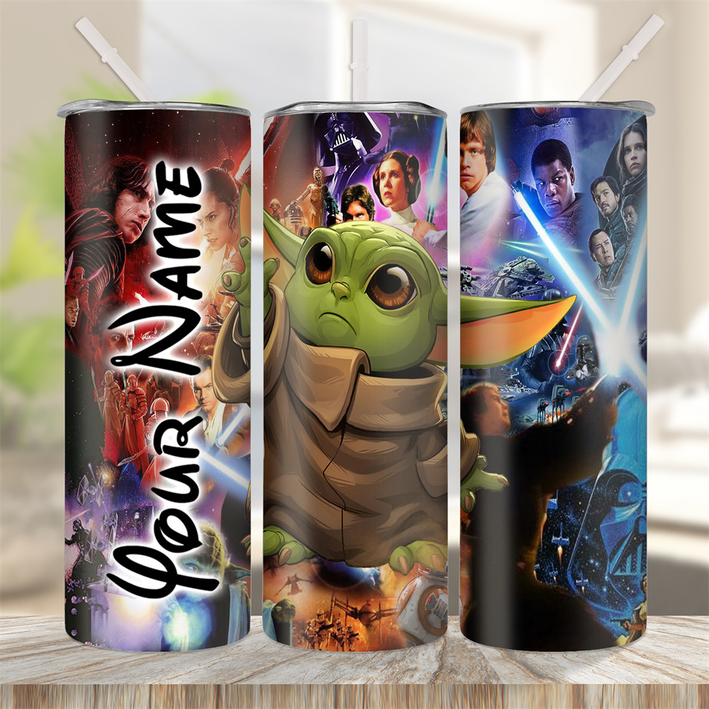 

1pc Disney Yoda Customizable 20oz Steel Lid And , , Bpa-free, , Round , For & , For Christmas, Halloween, 's, 's & Day