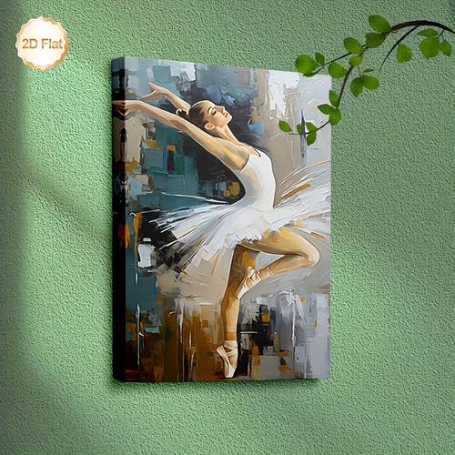 item picture 2d flat modern ballet wall poster elegant framed suitable for decor ballet dancer picture in neutral tones beige brown grey black white golden for office decoration wrap around frame