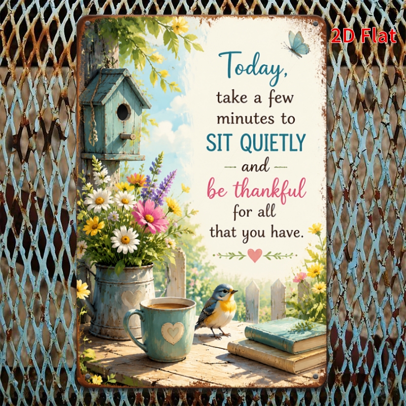 TEMU Decorative Sign 2d Flat, [2dflat], 1pc 11.81x7.87inch Sit And Plaque, Inspirational Floral Decorative Sign, Wall Art, 2d Flat