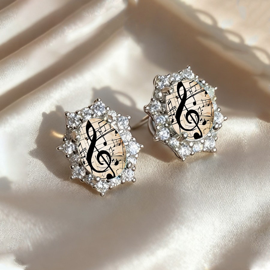 TEMU 2pcs Music Note Earrings Treble Clef Earrings Musical Earrings Earrings Octagonal Earrings Sheet Music Earrings Jewelry Accessories Unique