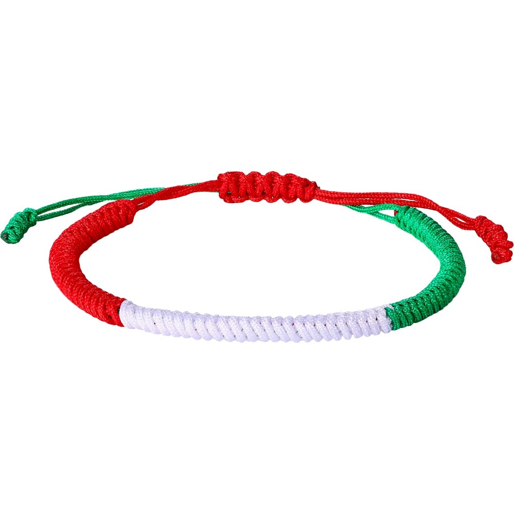 Jewelrywe Italy Tricolor Bracelet: Unisex Italian Themed Green White Red 3 Weave Bracelet For Sporting Events And National Celebrations