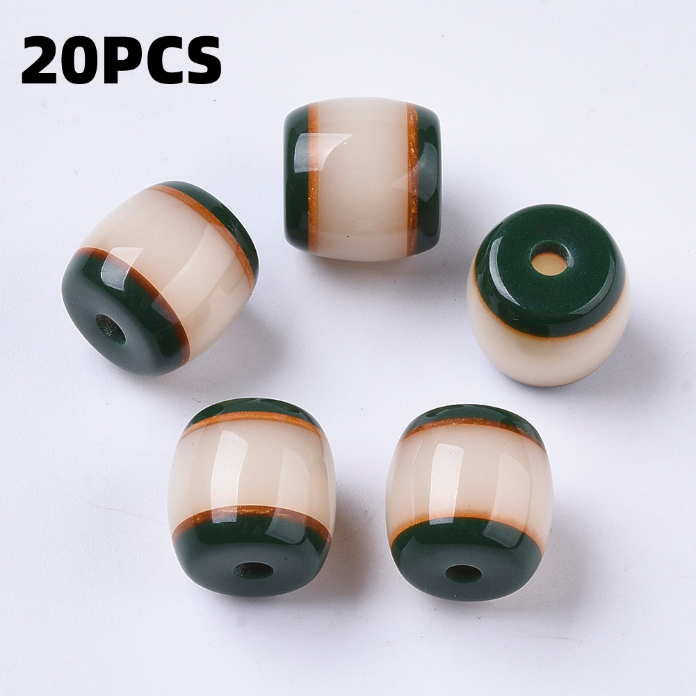 TEMU 20pcs Perles en résine, Perles colonnes, Vert foncé, 11.5X11.5Mm, Trou: 2Mm, Perles et assortiments de perles, Idéal pour la création de et de