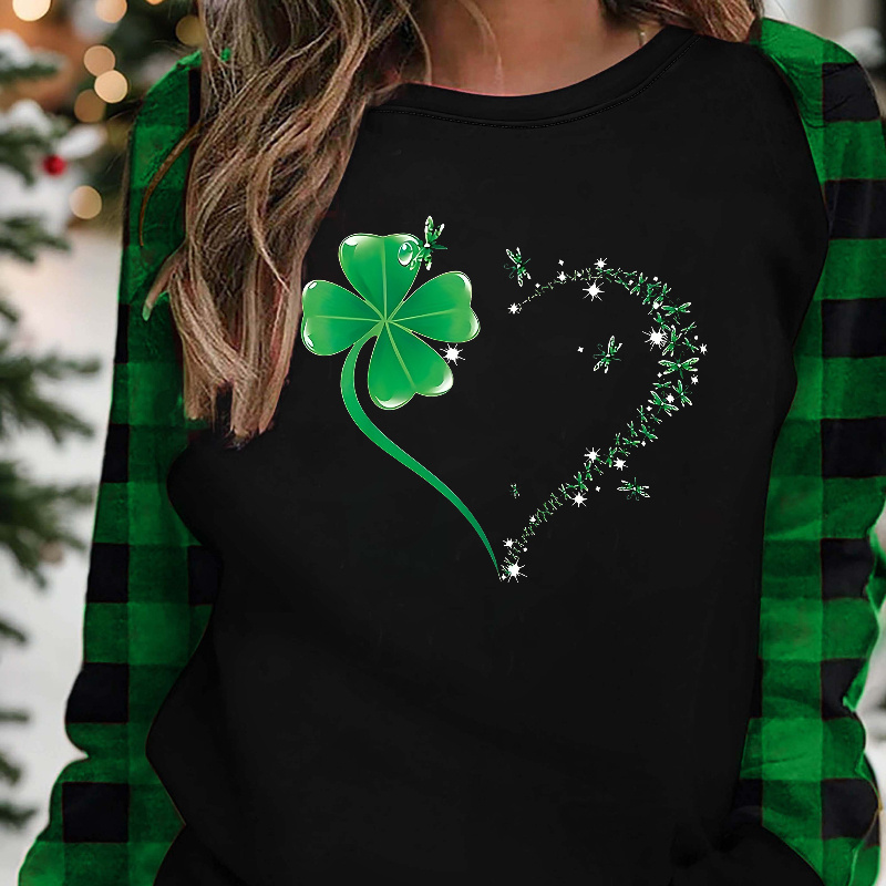 

Orientation 's Day - Dragonfly Love Print Long Sleeve, Casual Round Neck Black And Long Sleeve Top, 's Day , Women's Wear