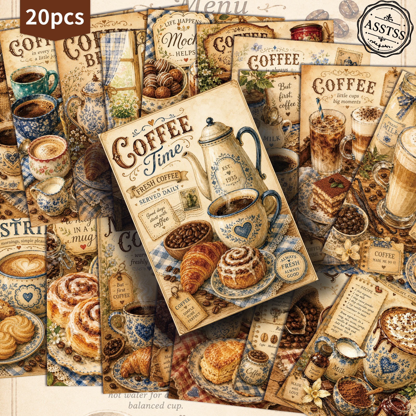 TEMU 20-pack Asstss Vintage Postcards - 4x6 Inches Retro Junk Journal Supplies, Classic Pinup Illustrations Collectible Decorative Painting Cards For