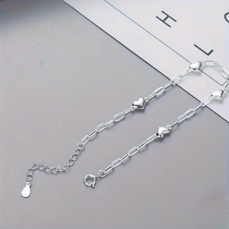 

1pc Heart Chain Design Bracelet Hypoallergenic Jewelry Elegant Adjustable Bracelet For Women, Valentine's Day Gift, Birthday Gift, Holiday Gift