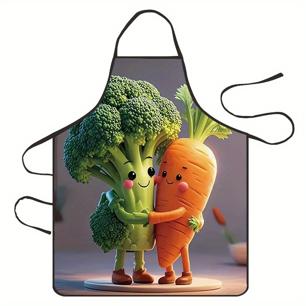 TEMU 1pc Unisex Kitchen Apron With Broccoli And , Hug