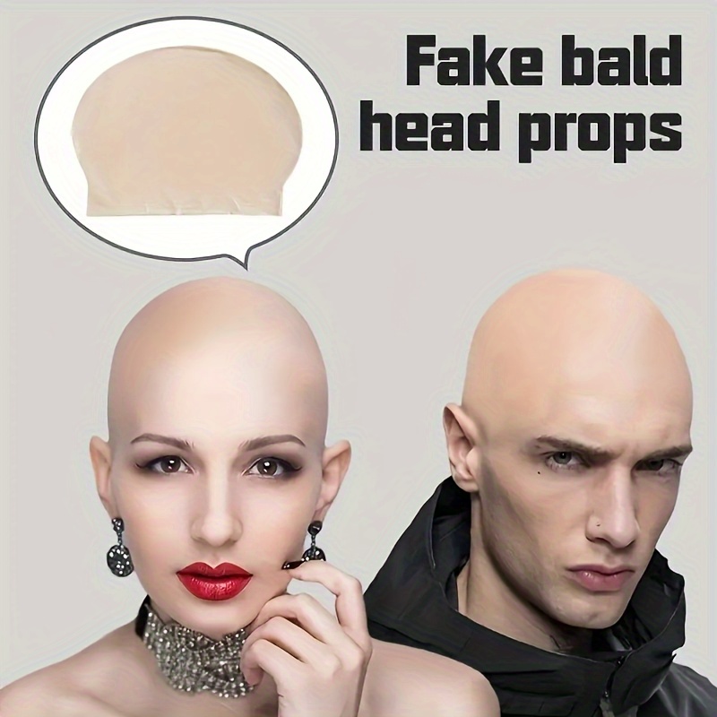 1pc Realistic * Bald Head Prop - Flexible Nylon Bald Cap with Curly Hair  Style, Lightweight Comfortable Unisex Wig for Costume Parties, Pranks &  Theater