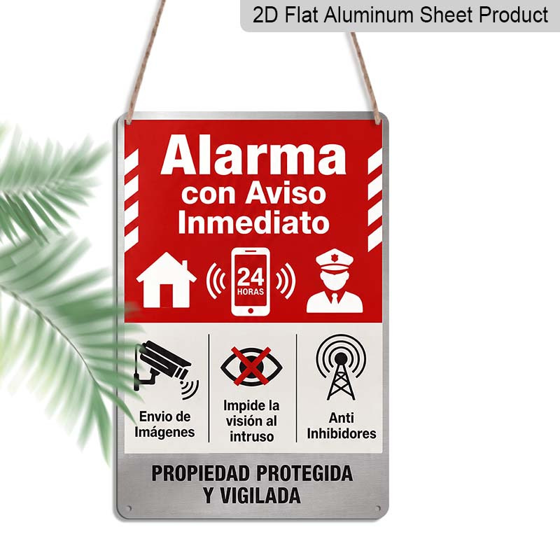 TEMU Letrero de seguridad anti-intrusos 2D , y en español, alarma de cámara de seguridad CCTV para el hogar, de pared vintage, letrero de puerta de