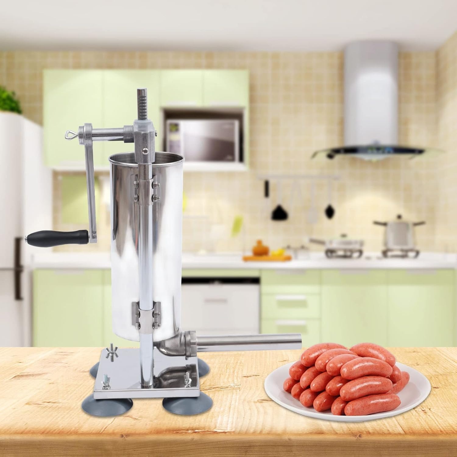 stainless steel vertical sausage machine kitchen manual crank sausage drum capacity 3l 6lbs