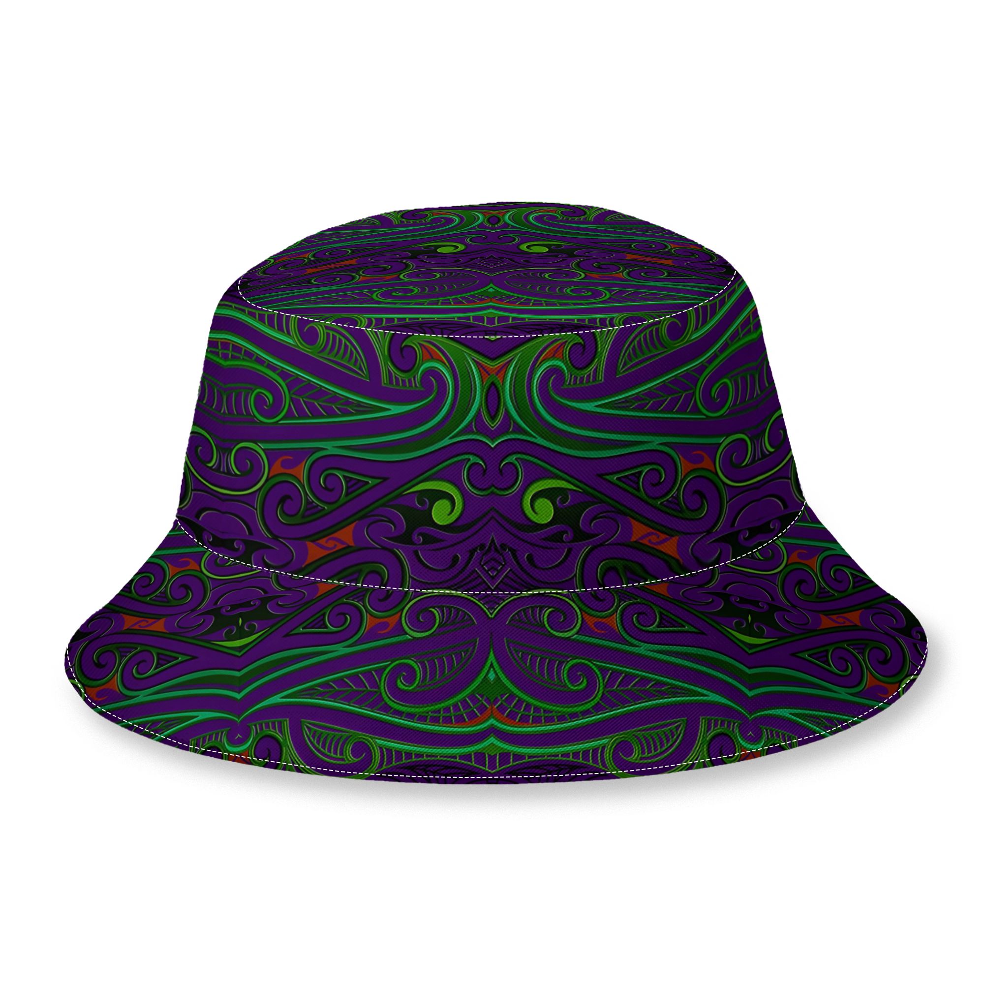 TEMU 2d Print Design Neon Maori New Zealand Art Print Pattern Buckethat Unisex Hat