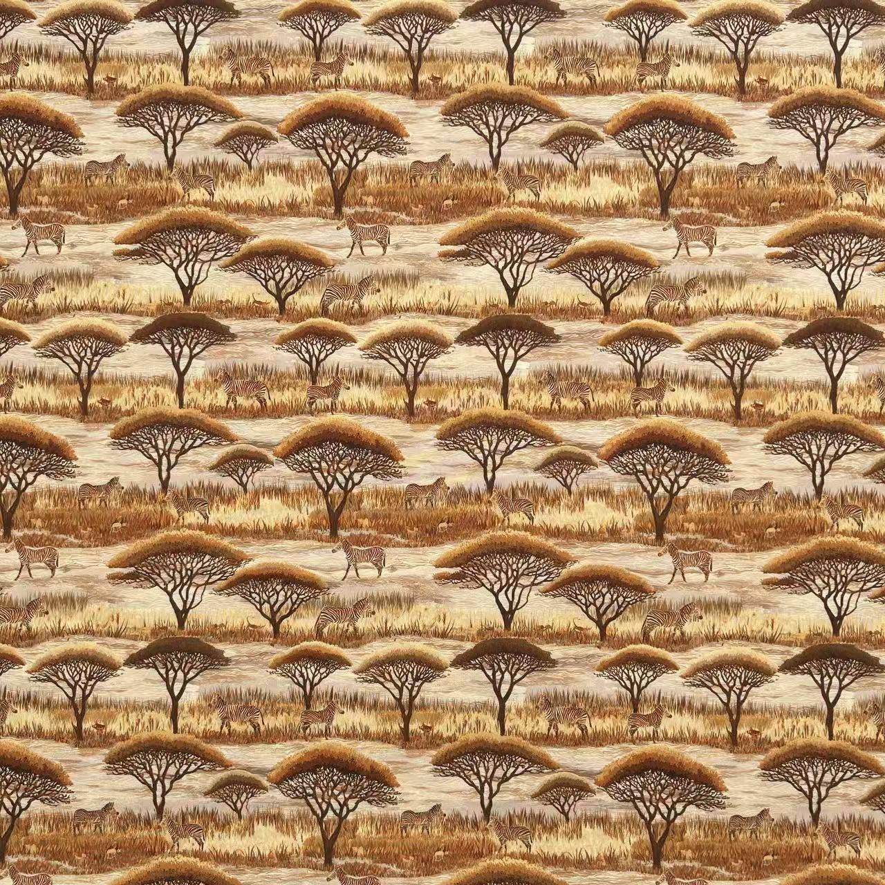 TEMU 1pc, African Themed Printed Fabric Presents African Landscape, Featuring Trees And , With A Rough And And Rich Details In Picture. Used To Make