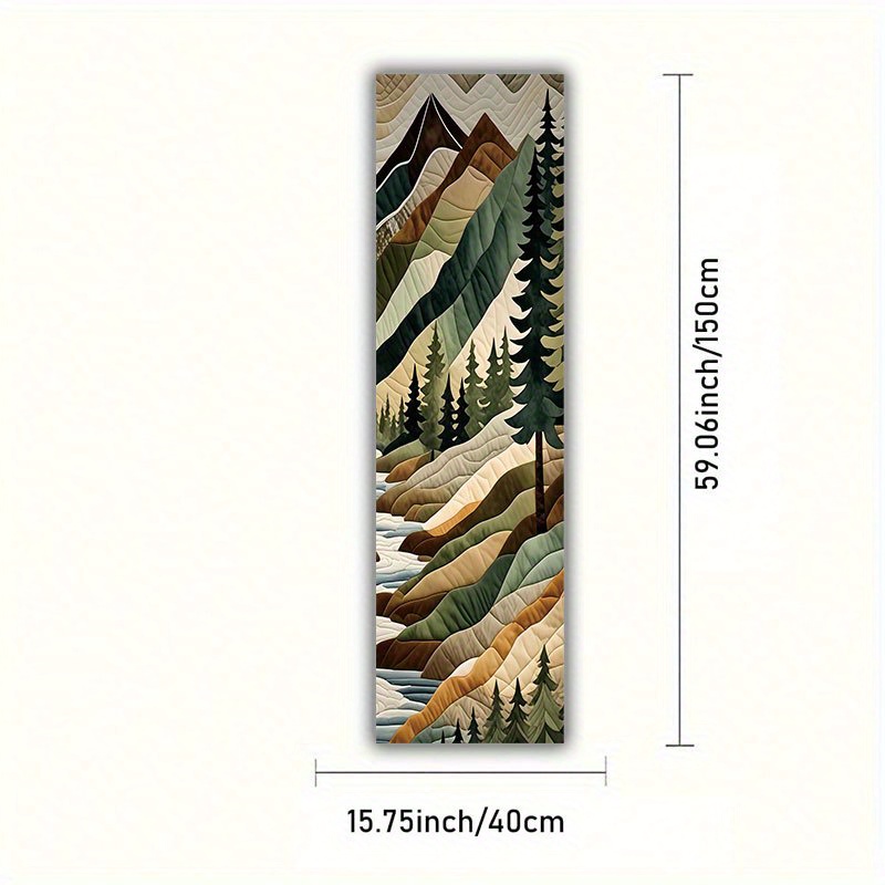 TEMU 1 pièce Tapisserie Design Montagne et Arbre - Décoration Murale pour Intérieur, 100% Polyester, Art Mural Moderne et Élégant, Idéal pour Salon,