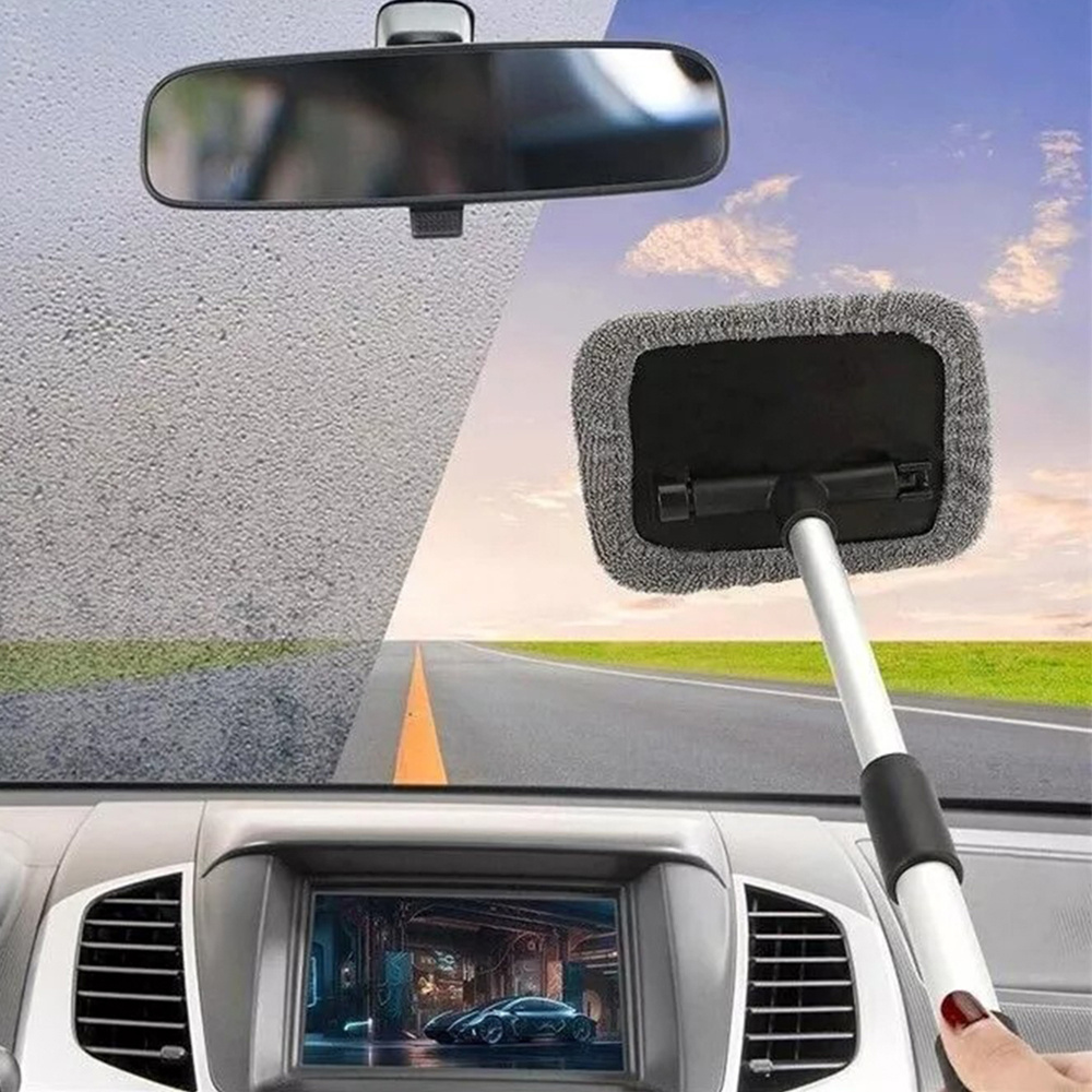 Lightweight Car Window Cleaner, Glass Cleaning Brush With Retractable Long Handle For Car Windshield, 180 Degree Rotating Head, And Store
