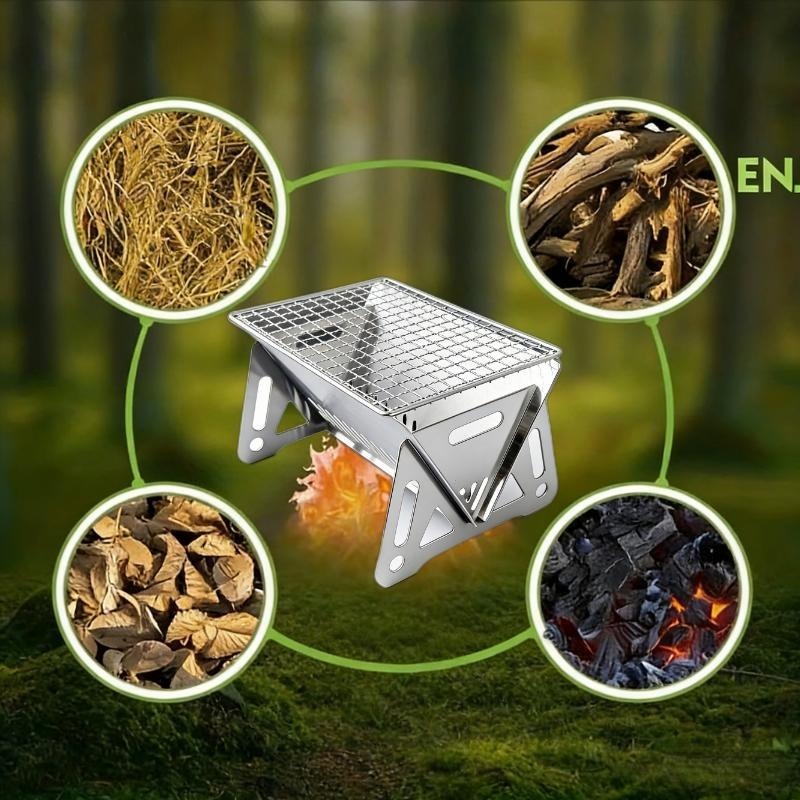 portable stainless steel wood burning camp stove heavy duty - Temu