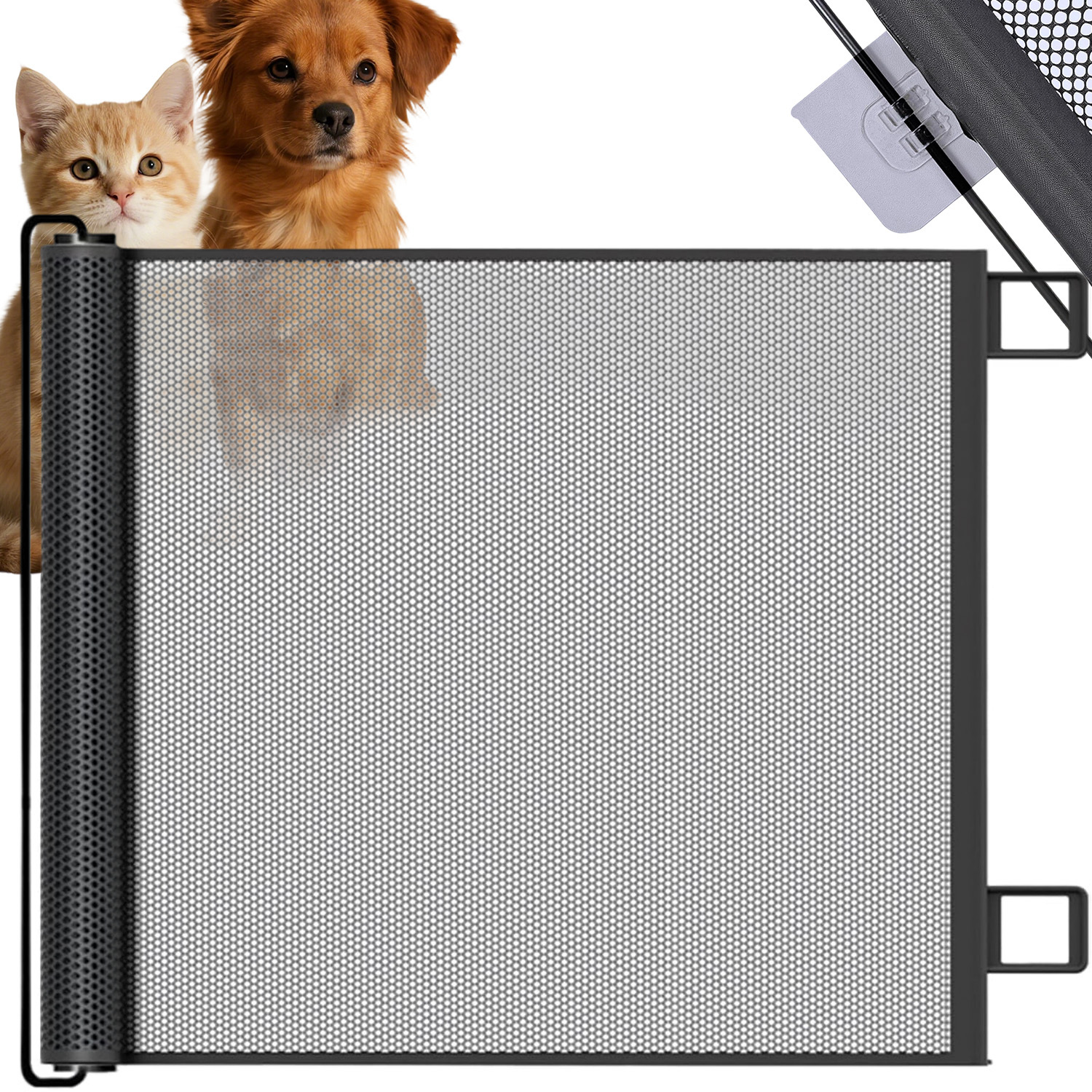 TEMU di per animali domestici a rete flessibile e retrattile, 130*78cm, barriera di isolamento con installazione senza foratura, separatore per cani,
