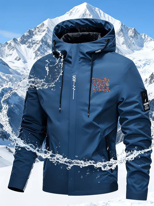 mens heavy duty high quality lightweight hooded windproof jacket suitable for and strong full zip with logo patch and casual jacket for hiking fishing windproof for autumn commuting hand washable