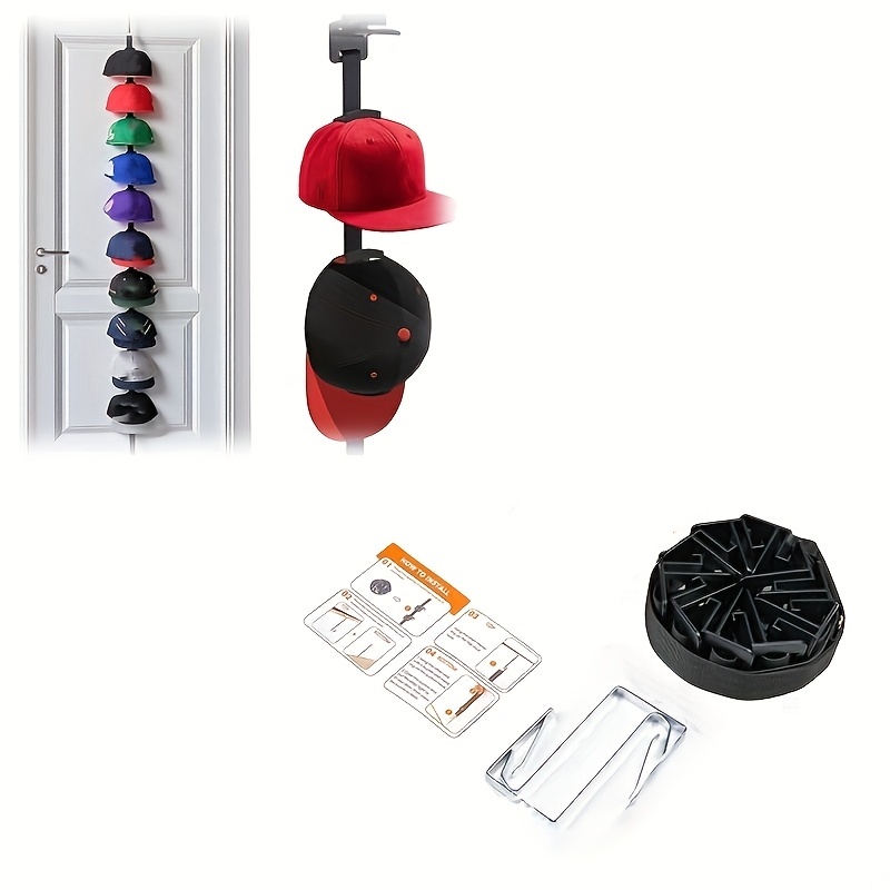 Image of Upgraded Over Door Hat Rack, Baseball Cap Organizer With Display Hooks, No Drilling Hat Storage For Bedroom Entryway Garage