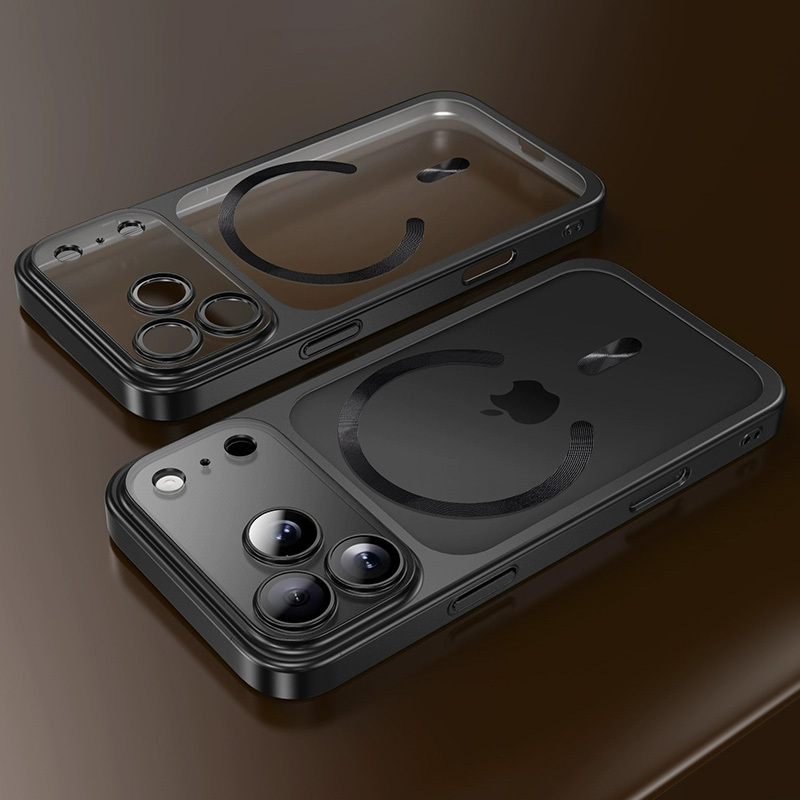 TEMU Phone Case - Ultra-thin Luxury Matte Electroplated Transparent Magnetic Wireless Charging Phone Case For Iphone 17 Pro Max 17pro With Lens Film