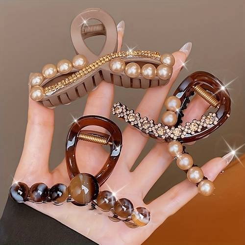 1pc Elegant Women's Hair Clip - Claw Clip Set, Rhinestone Stylish Hair Accessory and Gift for Women, Fashion Hair Accessory, Vintage Style, Decoration, High-Quality Hairpiece, Gift