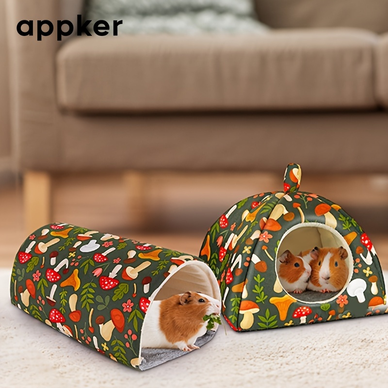 3pcs Mushroom Style Guinea Hideout and Tunnel Set for Small Pets