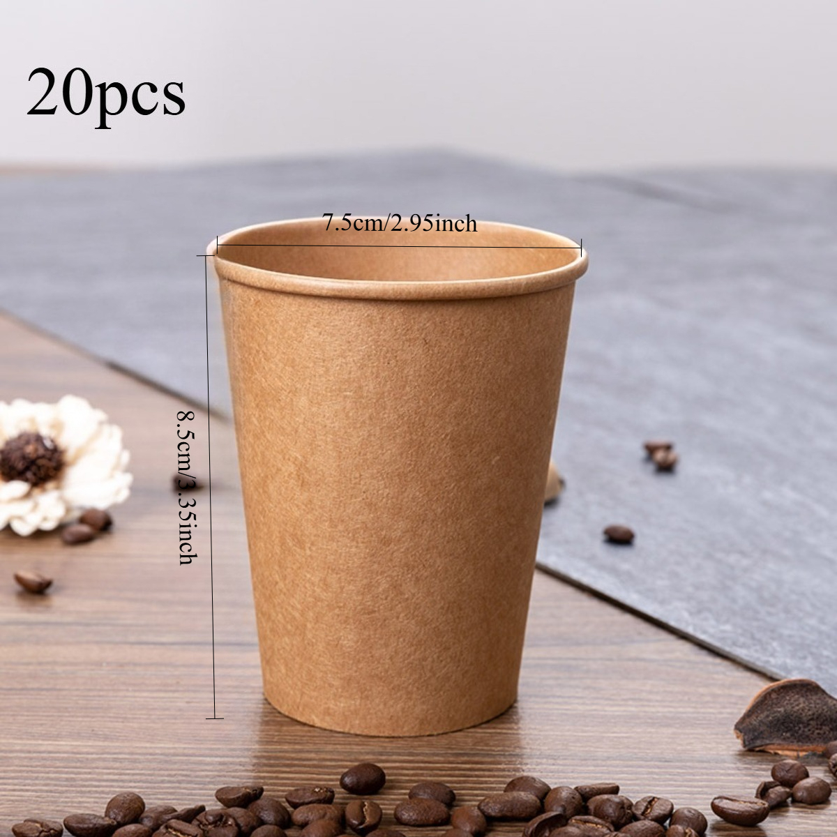 E-shop Set mit 20 Papierbechern, ideal für den Badezimmergebrauch, kleine Mundspülbecher und geeignet für heiße Getränke wie Kaffee. Diese braunen,