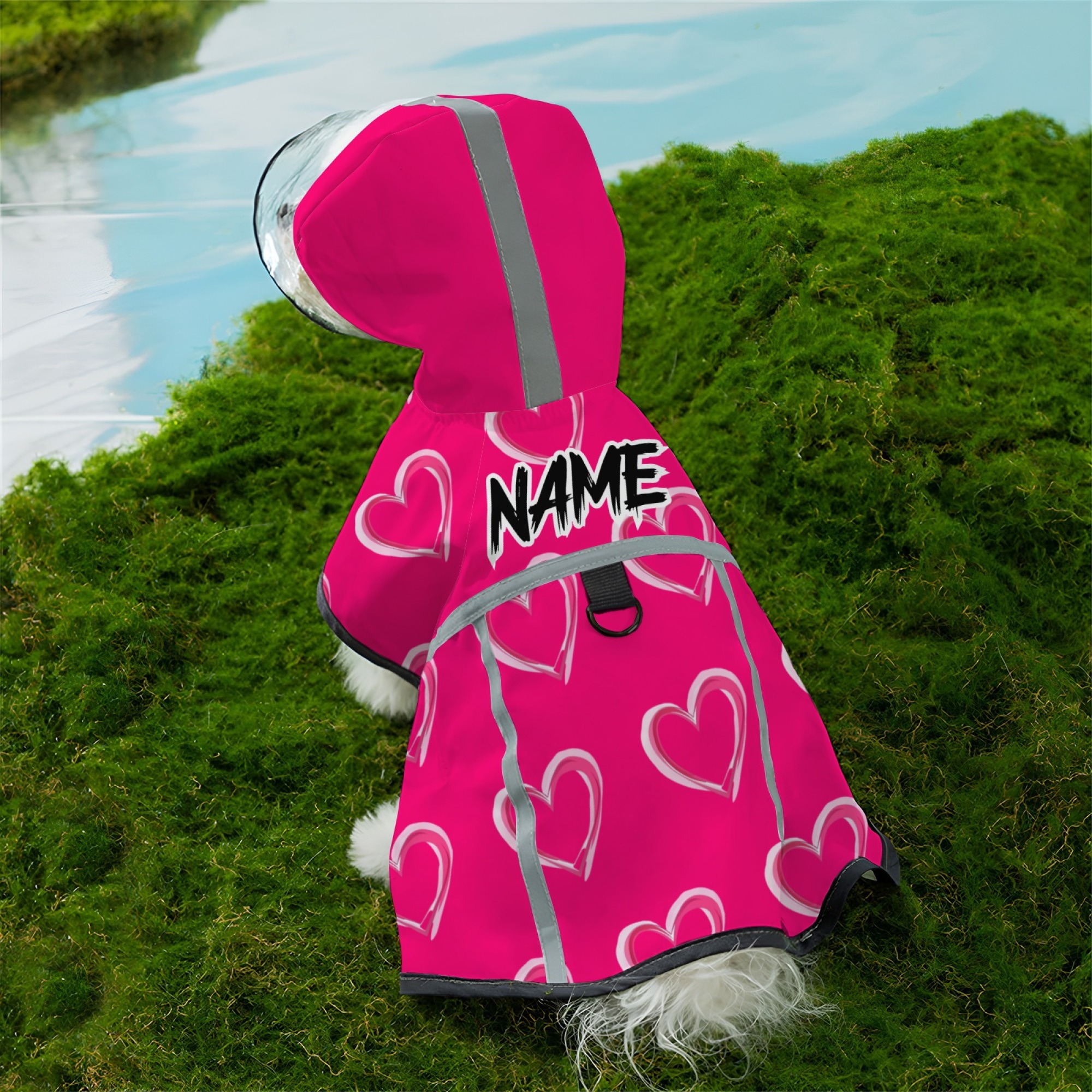 TEMU Customized Letter Dog Raincoat Deep Spinning Pet Coat, Machine Washable, Adjustable, Shoulder Strap Suitable For Small And Large Dogs,