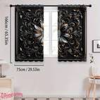 2pcs elegant black floral print curtains modern semi transparent polyester drapes with golden accents easy to hang rod for living room or bedroom decor bedroom decor floral pattern curtains durable fabric curtains for living room