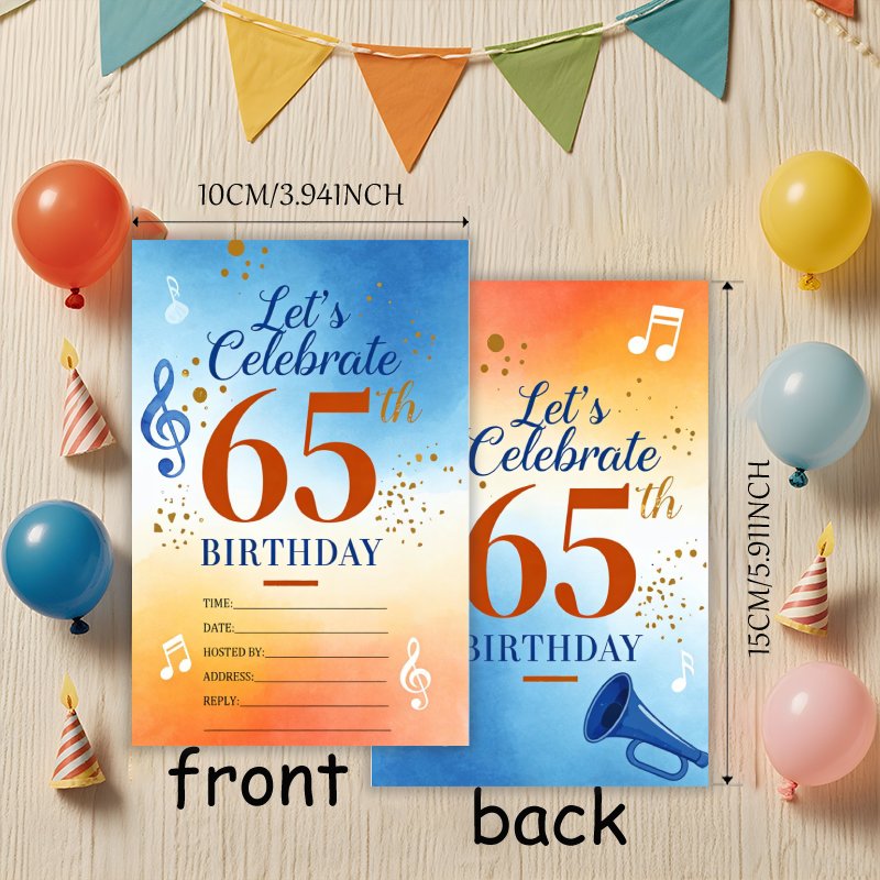 TEMU 20pcs Of Birthday Invitation Cards For A 65th Birthday Celebration, Suitable For Different Occasions