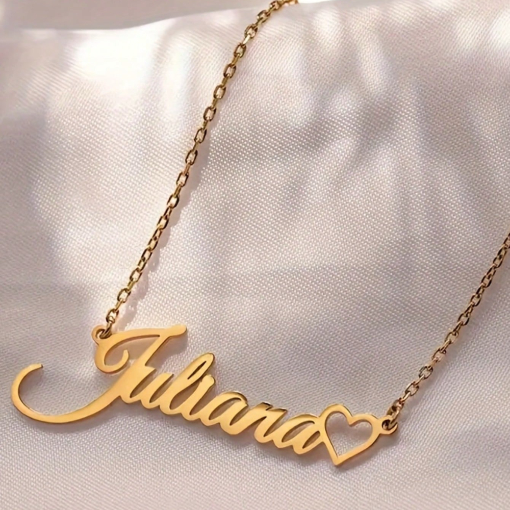 TEMU [customized Necklace] Personalized Name Necklace - Stainless Pendant In Cursive Font, Valentine's, Everyday Party Wear, Suitable As A Thoughtful