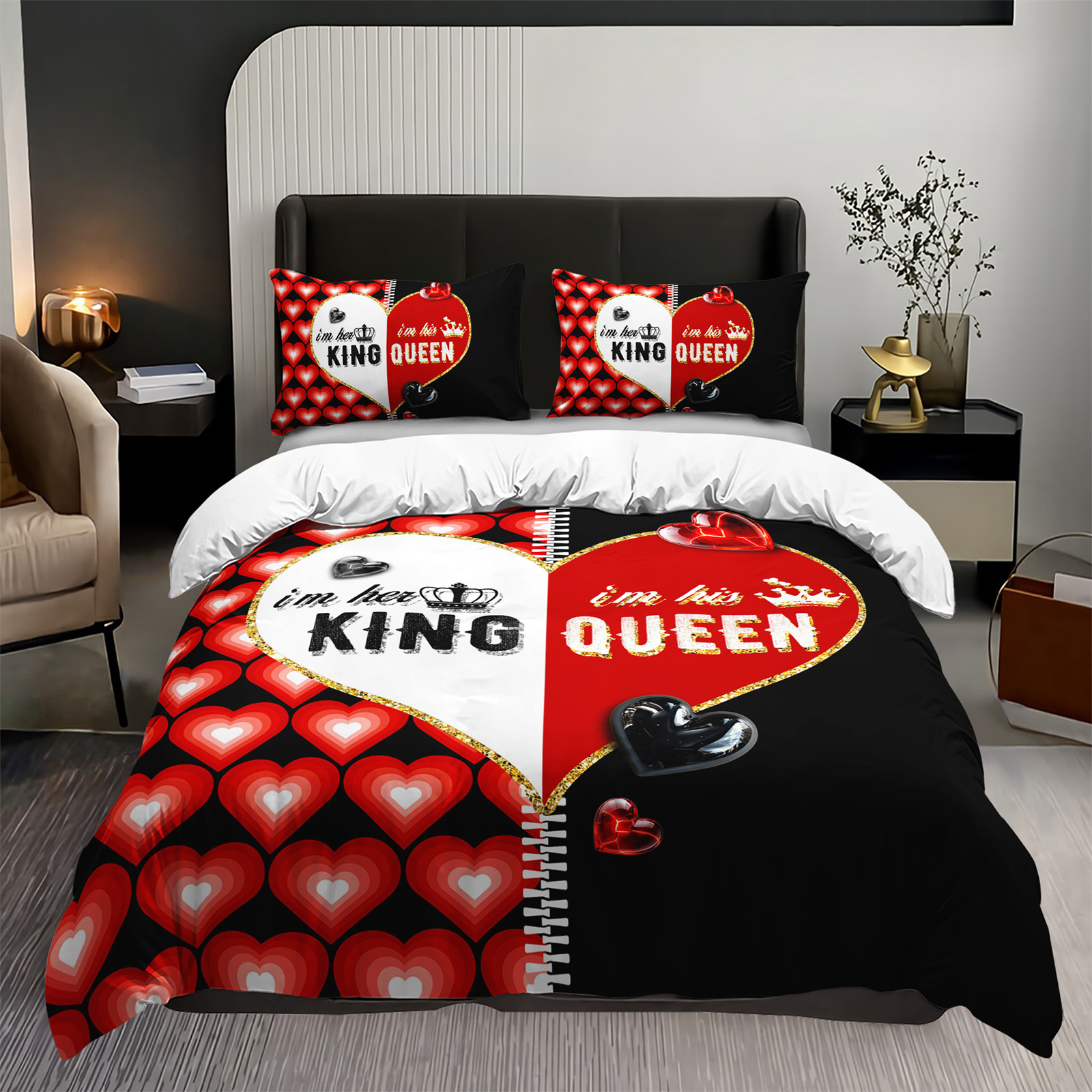 3pcs red   queen duvet cover couples bedding set romantic bedroom decor   1duvet cover 2pillowcases no comforter Product details 1