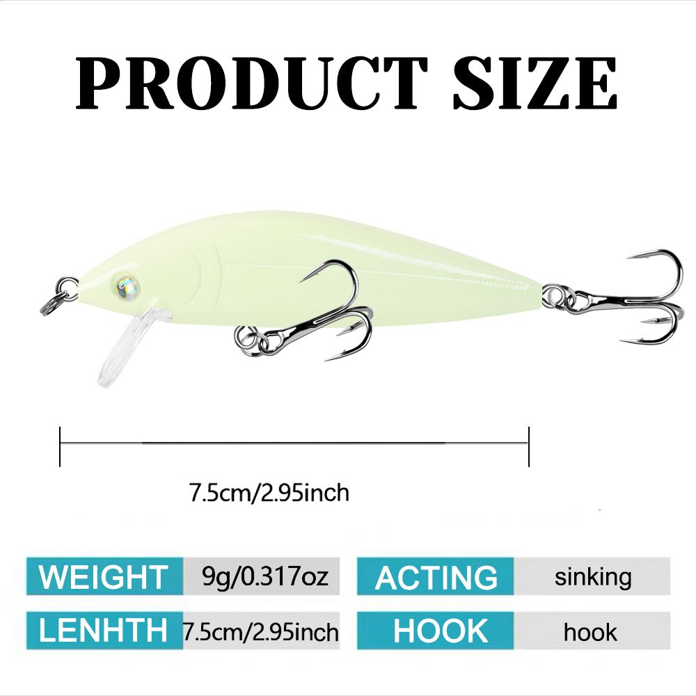 11 piezas de señuelo minnow hundible realista para lanzamiento largo,   las   de agua,   y   Detalles del producto 1