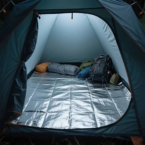 foldable moisture proof insulated sleeping mat lightweight double sided aluminum foil insulation mat 0 98 thick suitable for outdoor camping hiking picnics and tent use with a storage bag non food direct contact