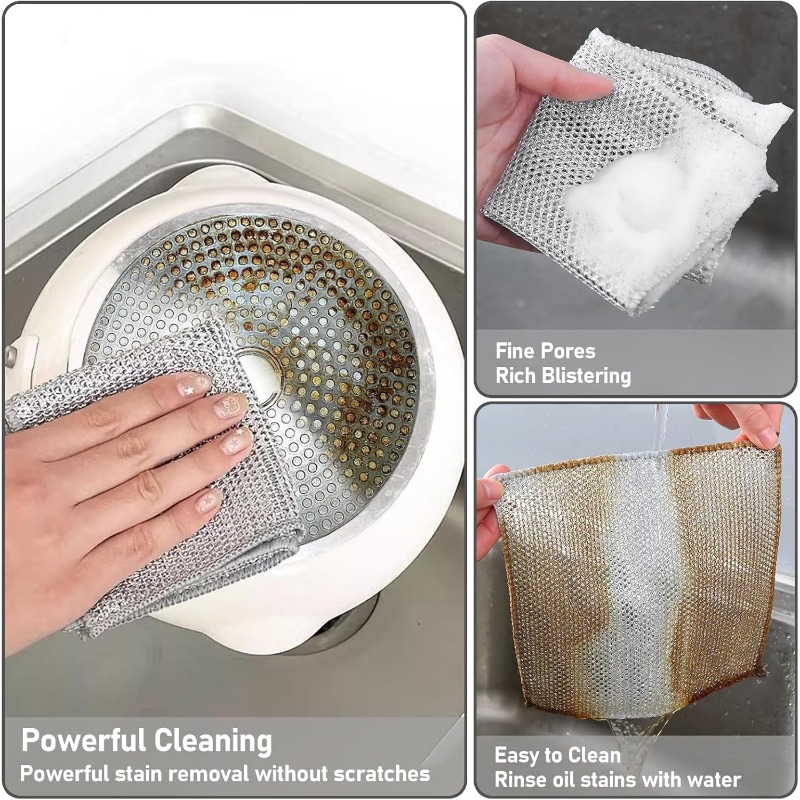 100pcs multi purpose dish cloths scratch mesh dish towels replace steel scrubbers ideal for cleaning pots pans and utensils oil removing quick drying durable cleaning cloths suitable for kitchen utensils and sink Product details 1