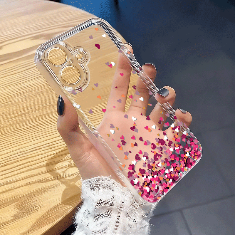 TEMU Phone Case - Colorful Scattered Hearts Pattern Tpu Soft Phone Case For Iphone 17 Pro 15 14 Plus 13 12 11 Pro Max 17 Air 17e 16e X Xs Xr 7 8 Plus