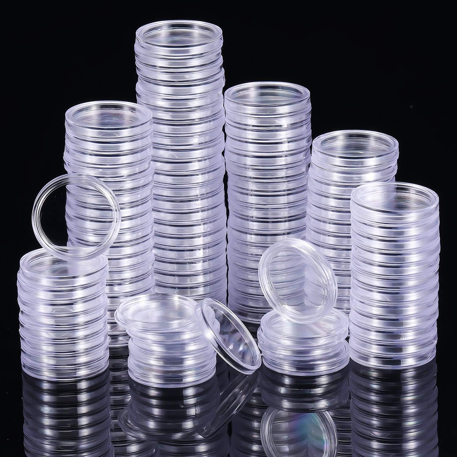 25pcs 21 45mm transparent   capsules clear round plastic coin container case for   supplies