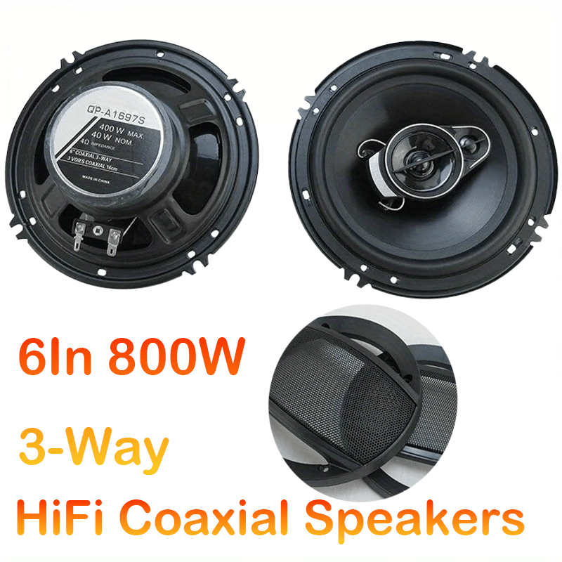TEMU 1pair 4/5/6 Inch 3-way /320w/400w Universal Car Hifi Coaxial Speaker Auto Stereo Car Door Full Range Speakers Woofer