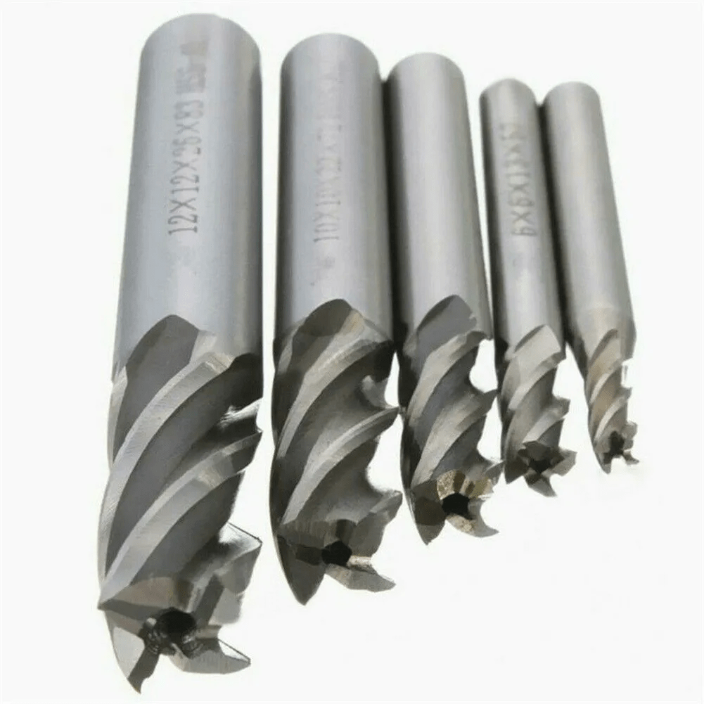 Image of Keraform 5pcs Set Of Hss Steel Straight Shank End Mills With Ticn Coating, Includes 5 Metal Drill Bits Of Sizes 4/6/8/10/12mm.