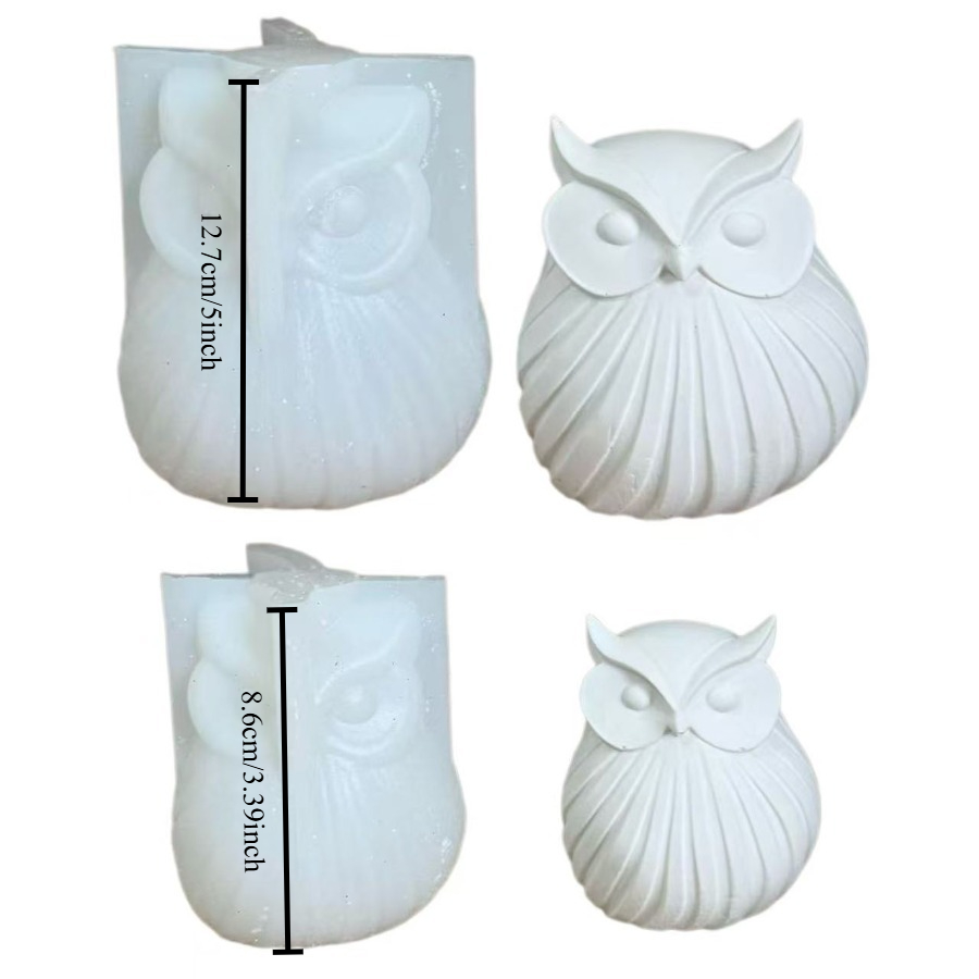 2pcs Owl Silicone Plaster Mold Home Decor Ornament Resin Liquid Mold Casting Mold