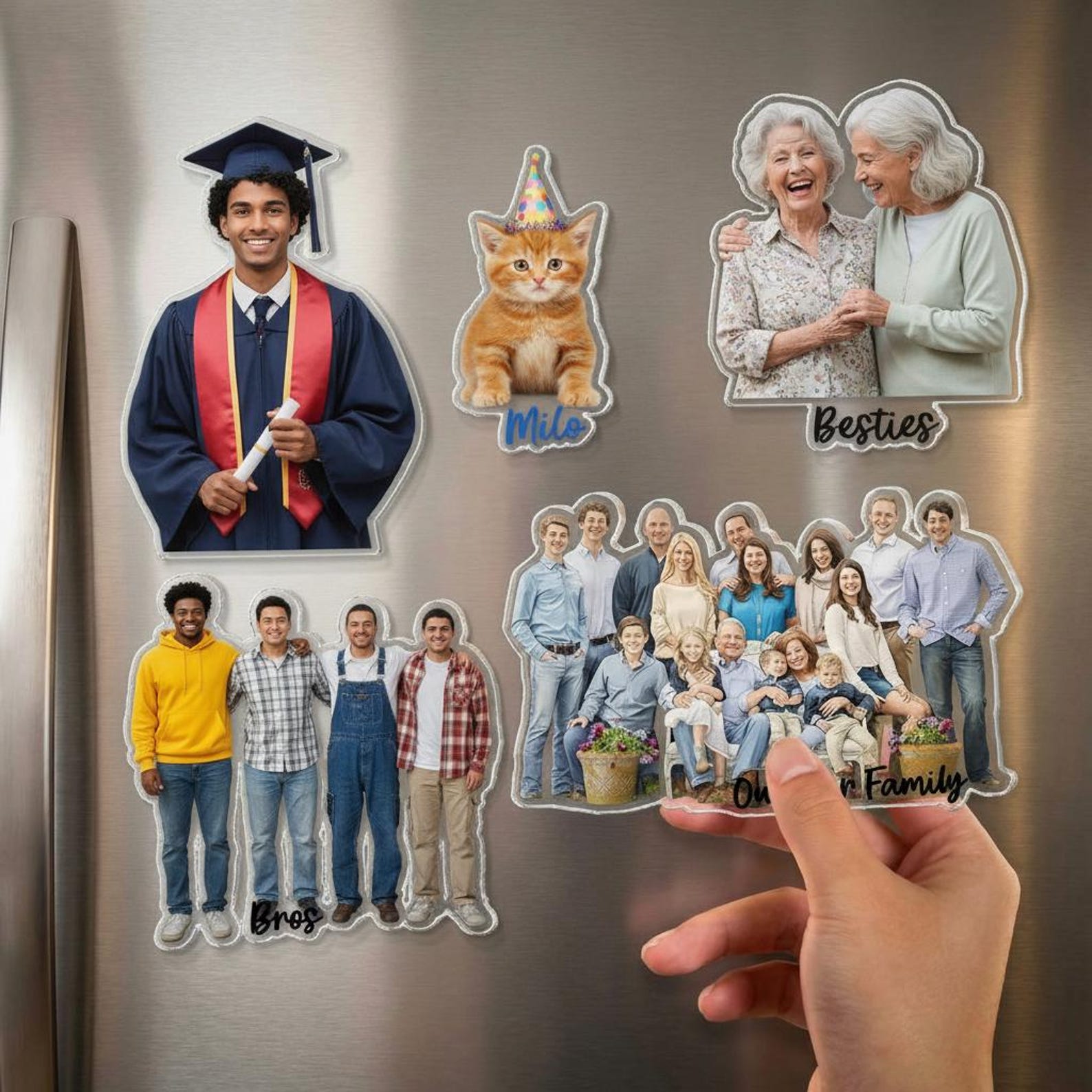 TEMU 1 Aimant Photo Personnalisé pour Réfrigérateurs - Aimant Photo de Famille Personnalisable avec Votre Photo, et Panneau en Acrylique pour